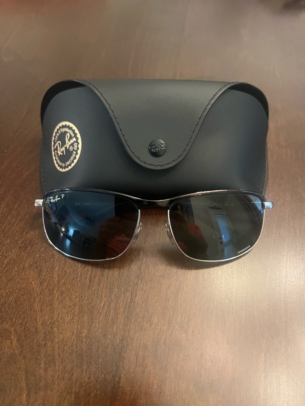Ray-Ban Silver Frame Sunglasses with Black Lenses